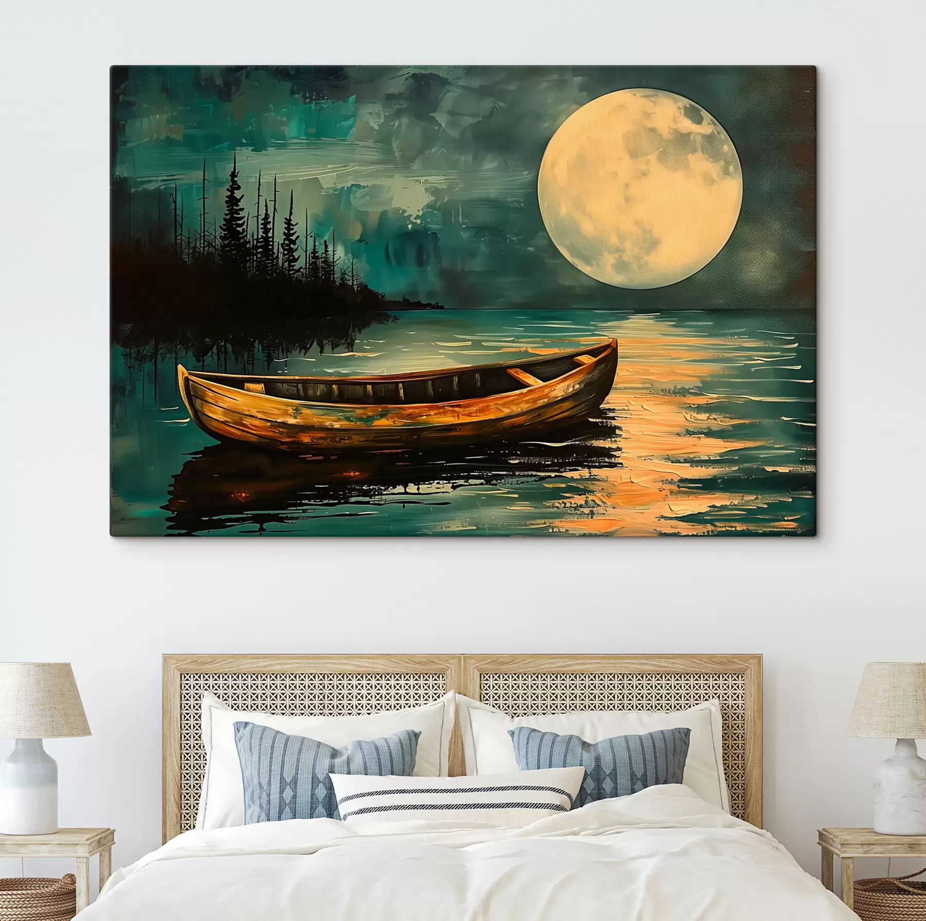 Fototapete Boot auf dem Hintergrund des Sternenhimmels s40442