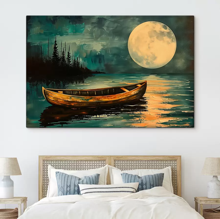 Wandbilder Boot auf dem Hintergrund des Sternenhimmels s40442