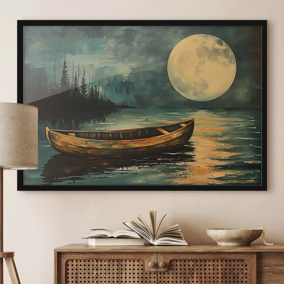 Poster Boot auf dem Hintergrund des Sternenhimmels f40442