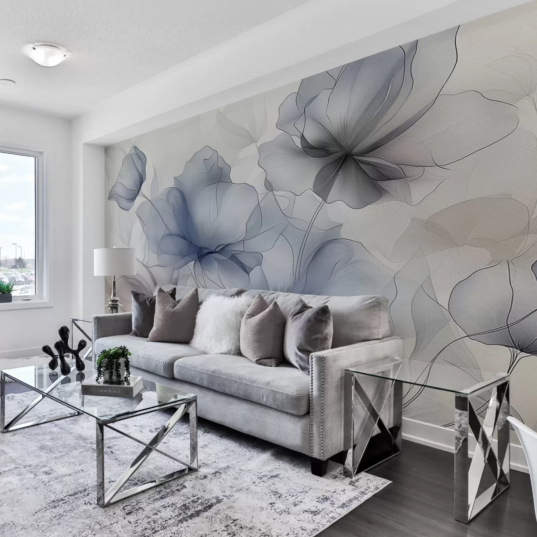 Wandbilder Abstrakte Blumen auf einer Betonwand w01037