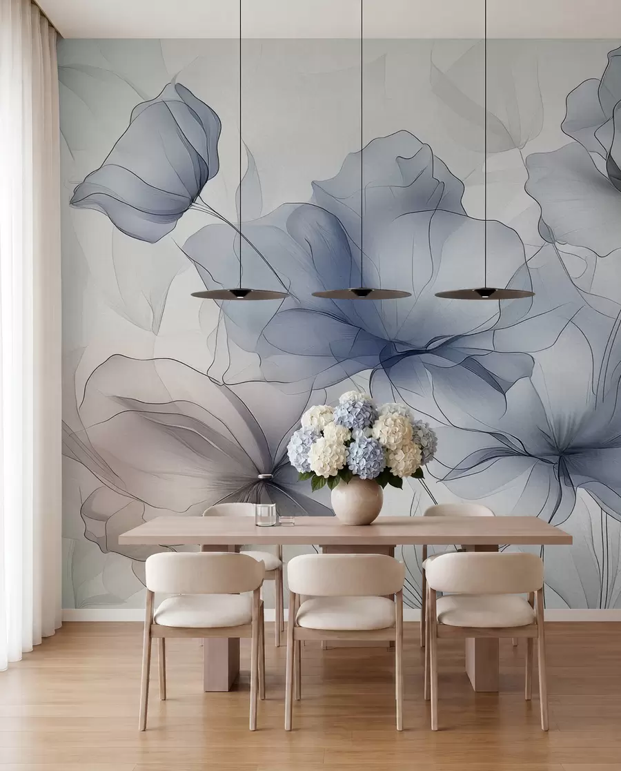 Fototapete Abstrakte Blumen auf einer Betonwand w01037