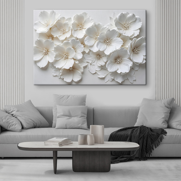Wandbild Weiße Blüten mit zarten Blütenblättern, angeordnet in einem wunderschönen, Leinwandbilder Blumen und Pflanzen, s40548 : Uwalls.at