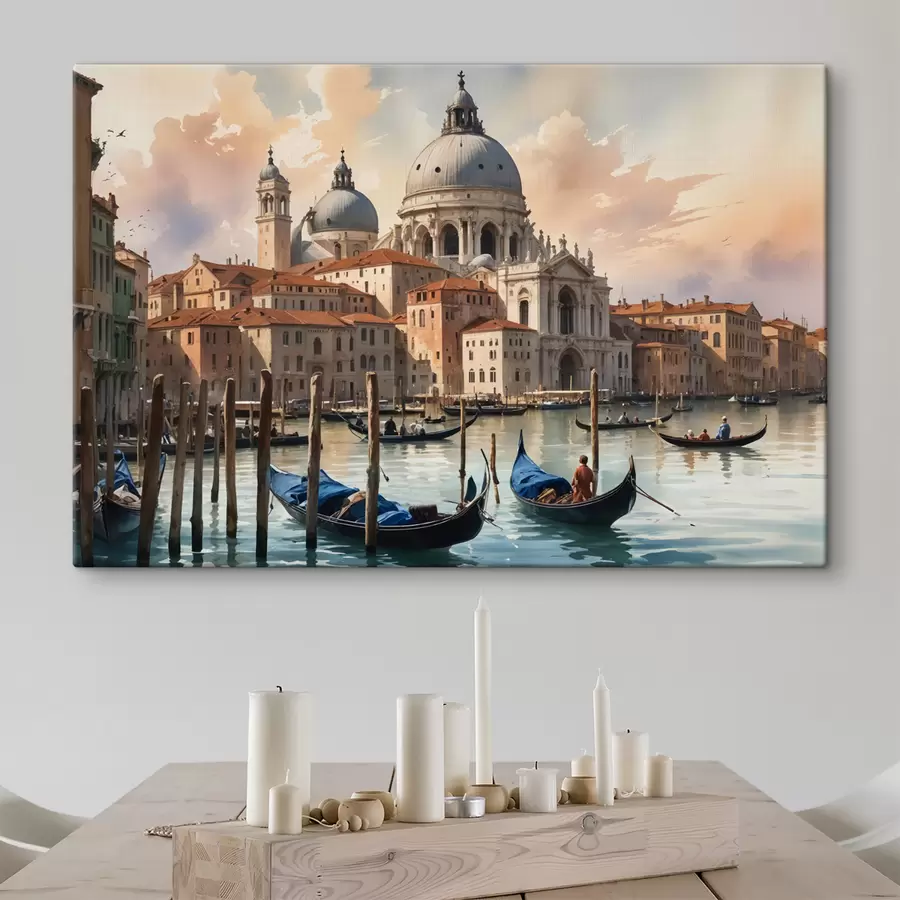 Wandbilder Ein malerisches Gemälde Aquarell Kunst Blick auf den Canale Grande in Venedig, Italien s40573