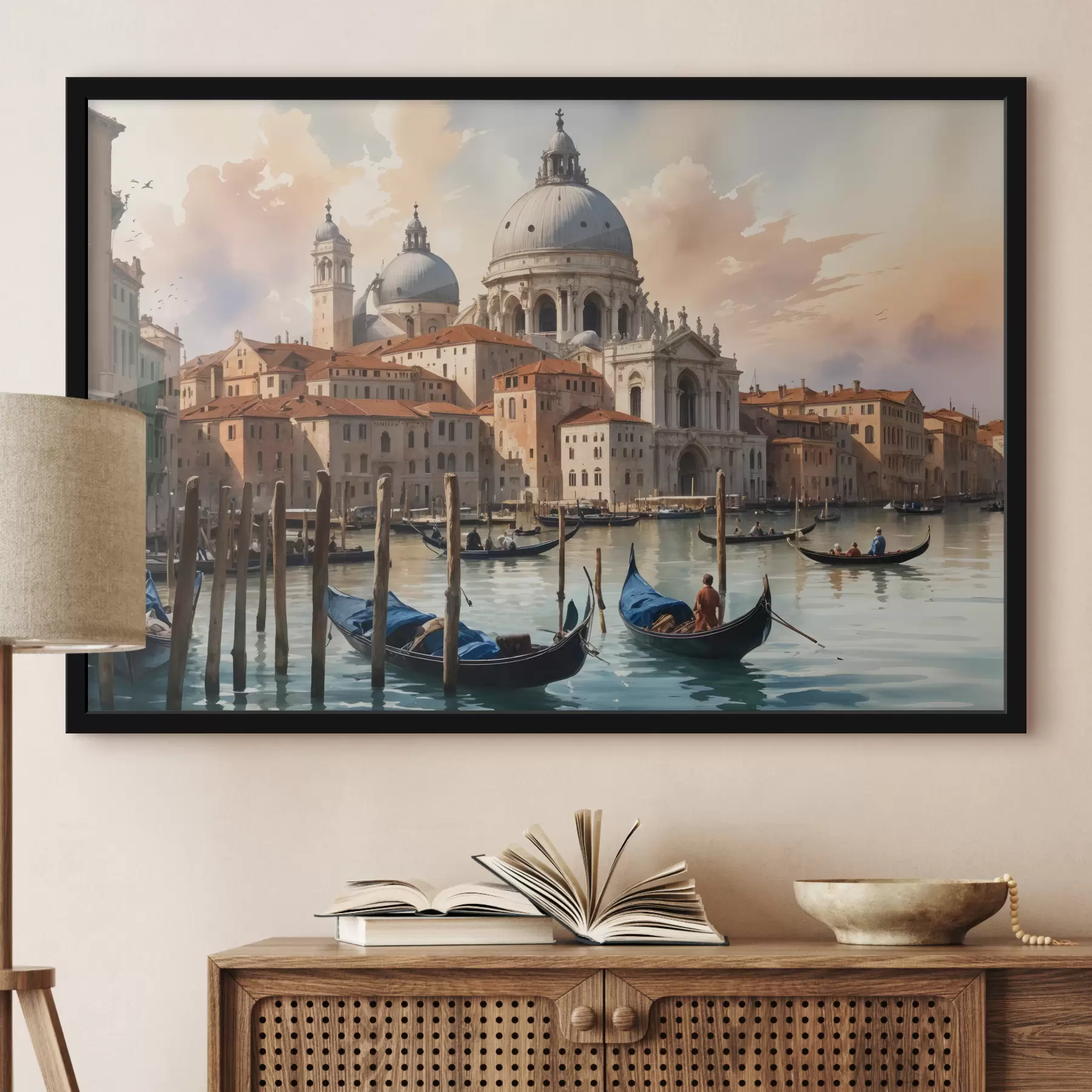 Fototapete Ein malerisches Gemälde Aquarell Kunst Blick auf den Canale Grande in Venedig, Italien f40573