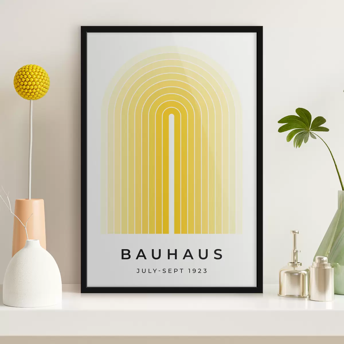 Poster Bauhaus-Abstraktion in gelber Farbe f40536