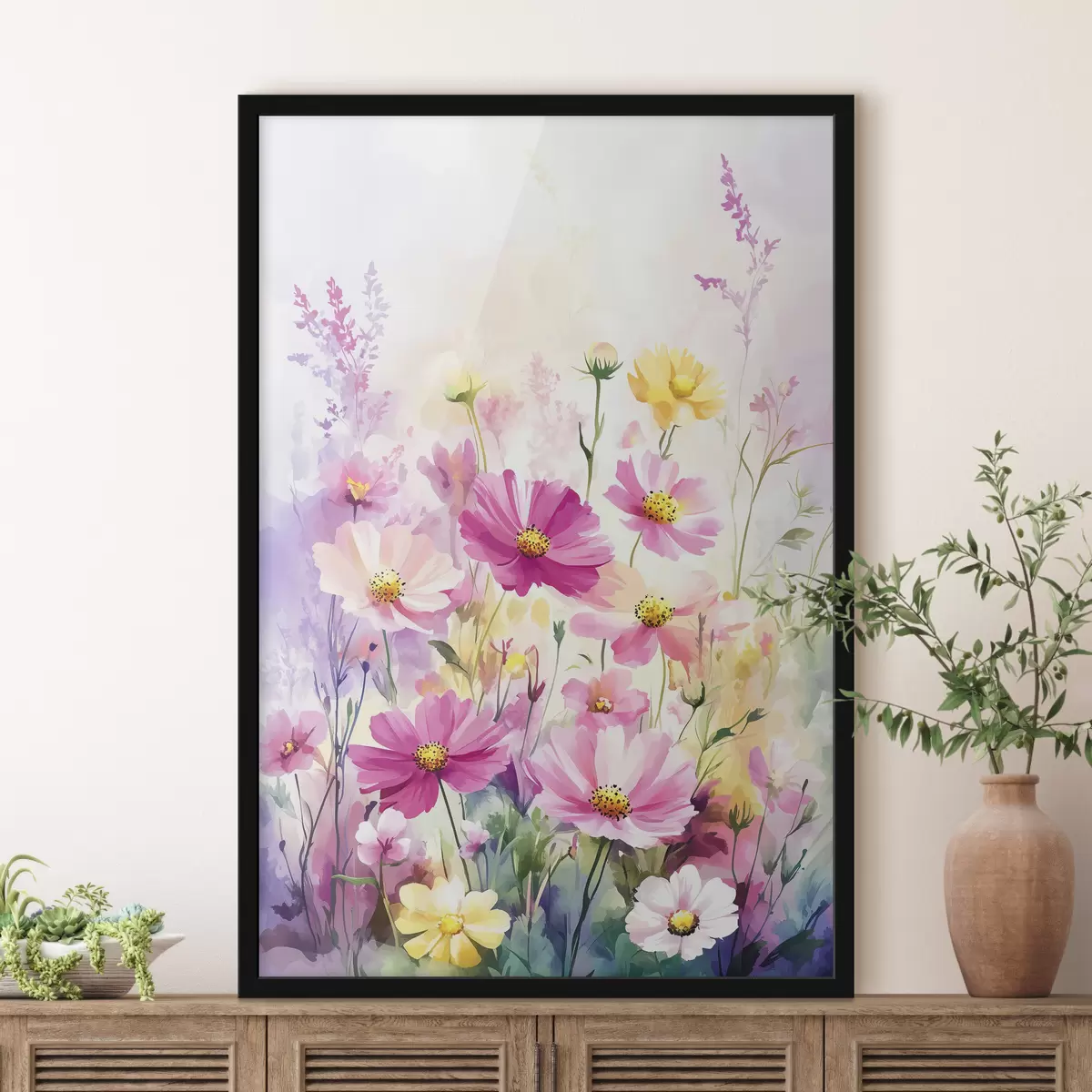 Poster Abstrakte Aquarell-Wildblumen f40538