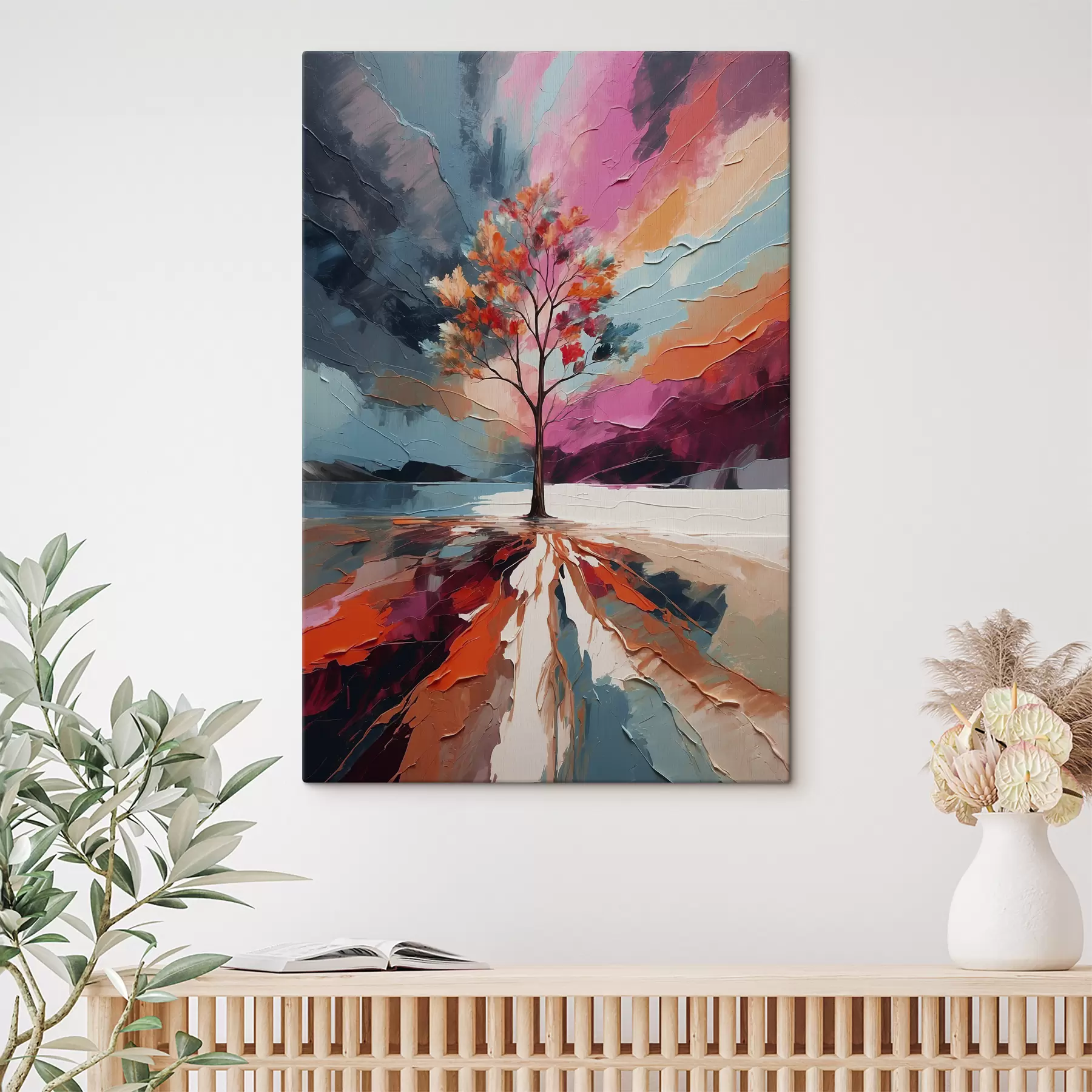 Fototapete Abstraktes Acrylgemälde mit Baum s40461