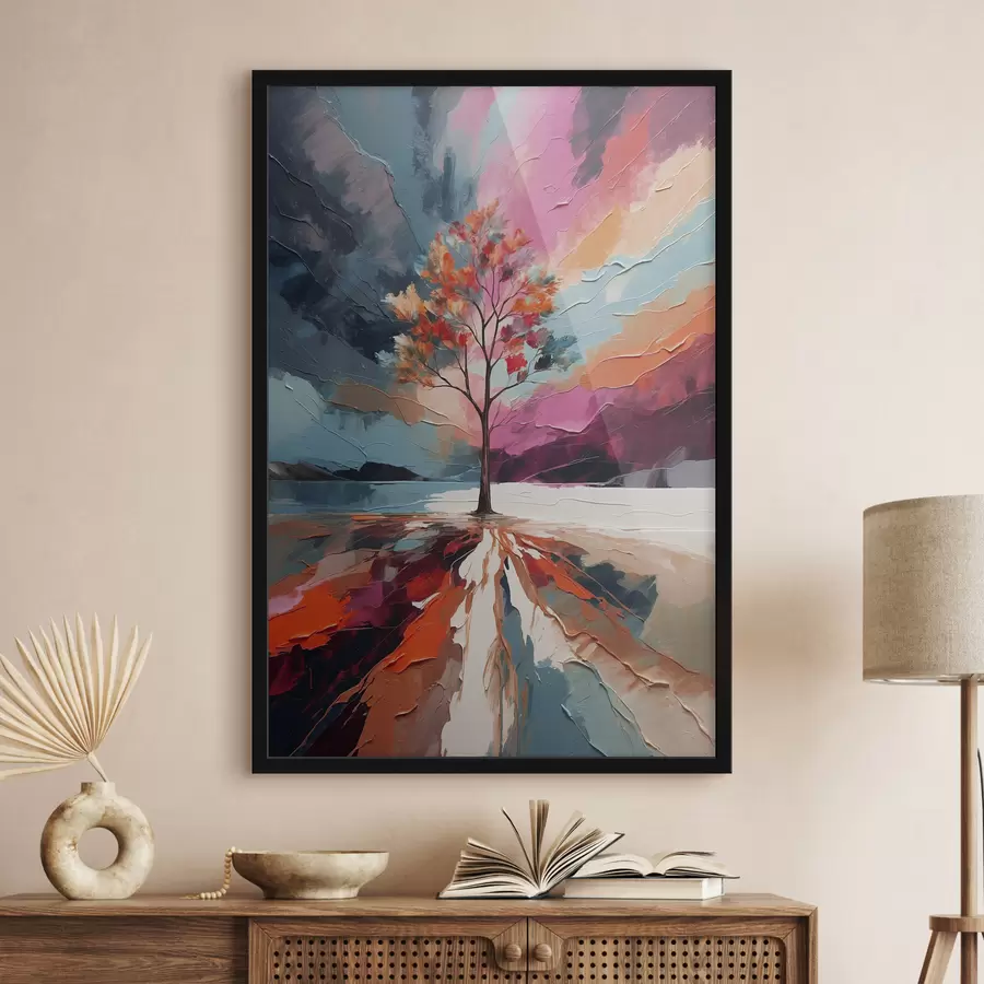 Fototapete Abstraktes Acrylgemälde mit Baum f40461