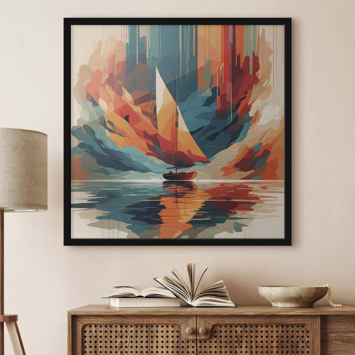 Poster Boot auf dem See in Vektorgrafiken f40462