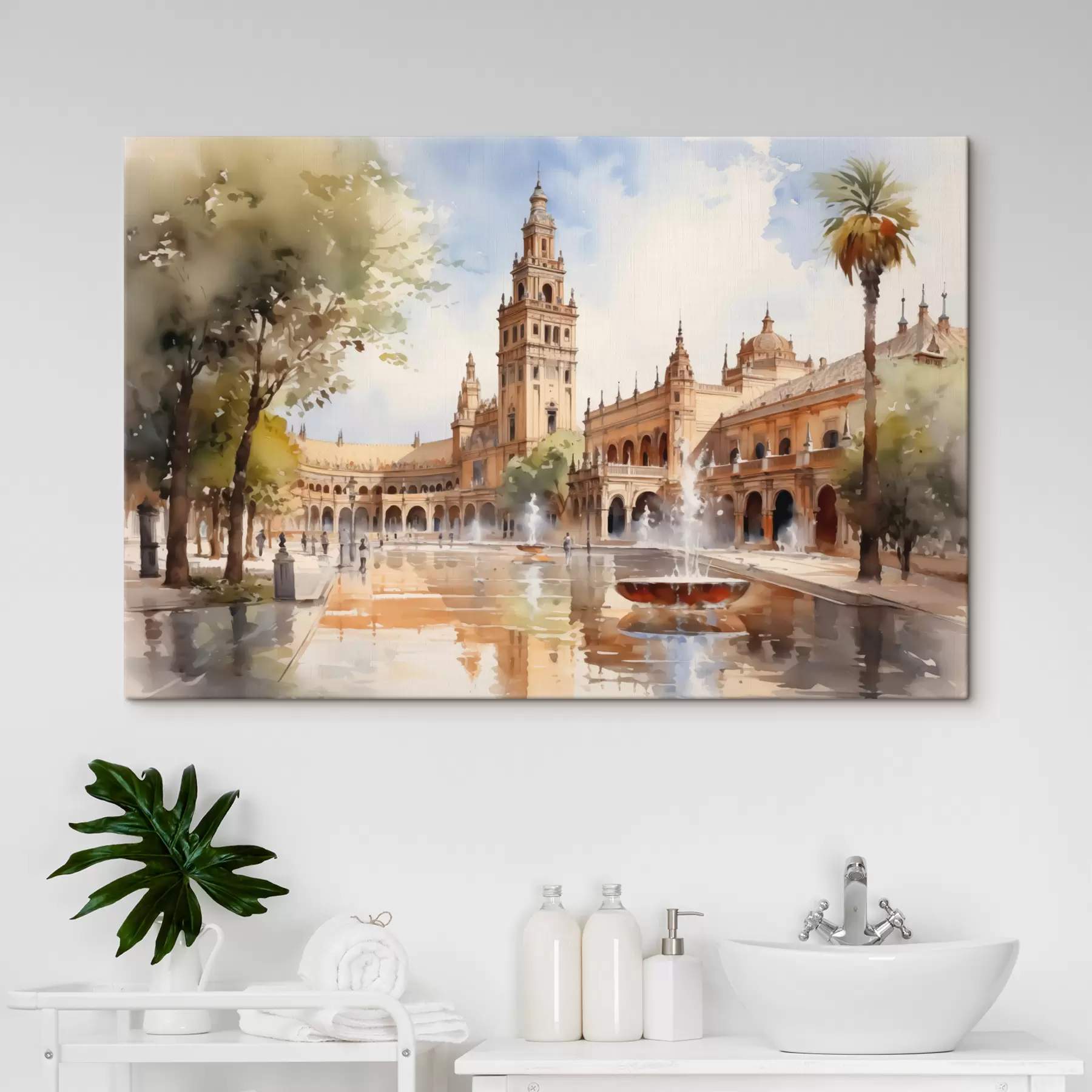 Wandbilder Schlossplatz in der Stadt Aquarell s40681