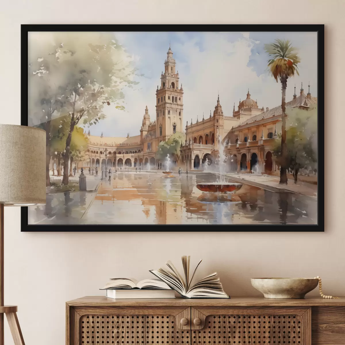 Poster Schlossplatz in der Stadt Aquarell f40681