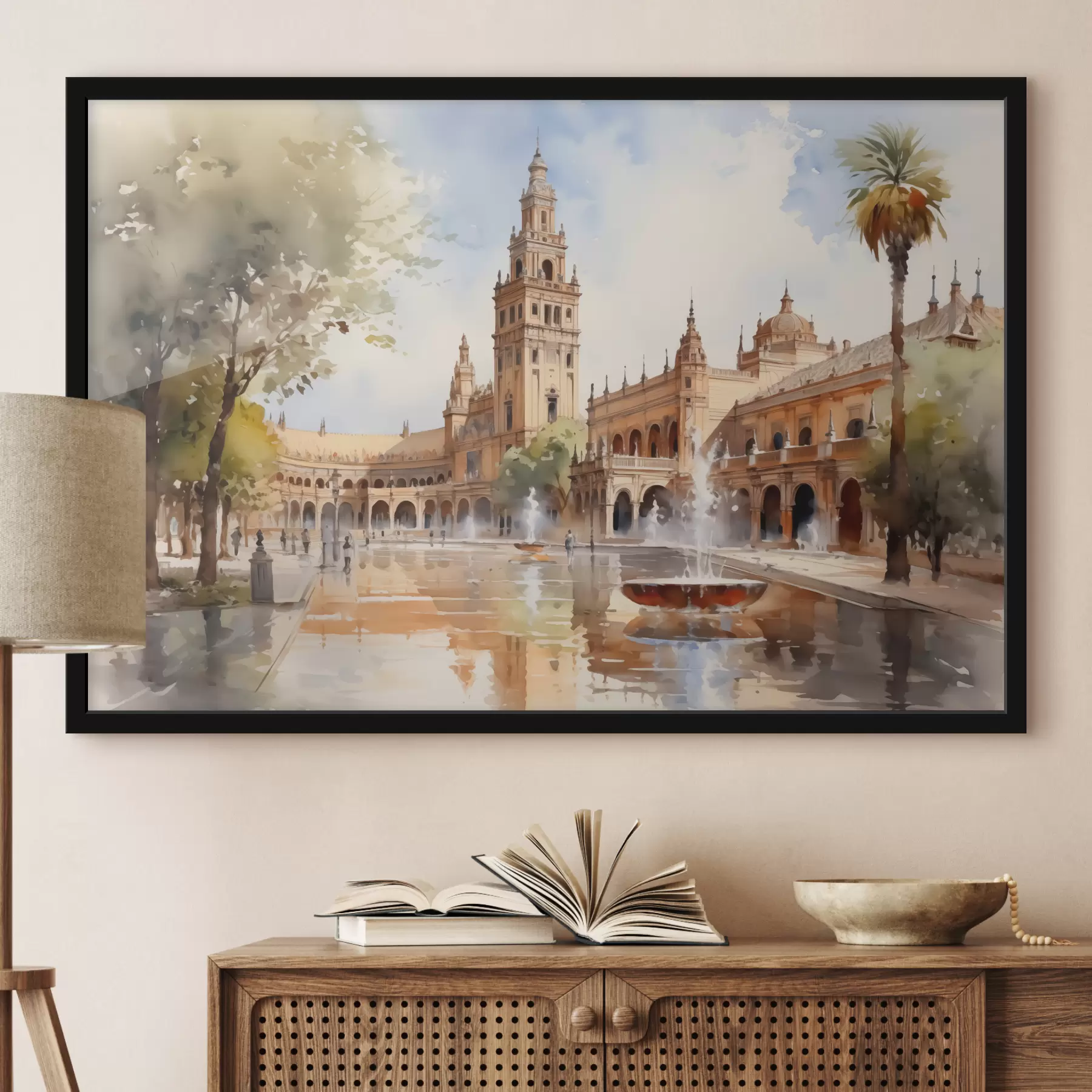 Fototapete Schlossplatz in der Stadt Aquarell f40681