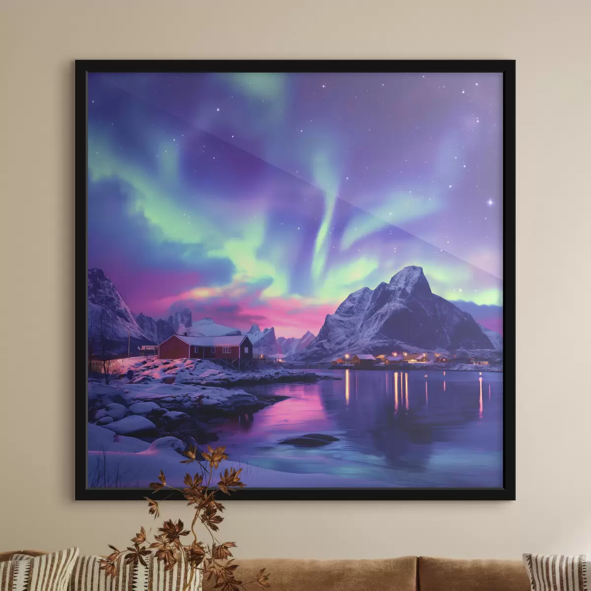 Poster Nordlichter auf den Lofoten, Norwegen Natur, Winter f40298