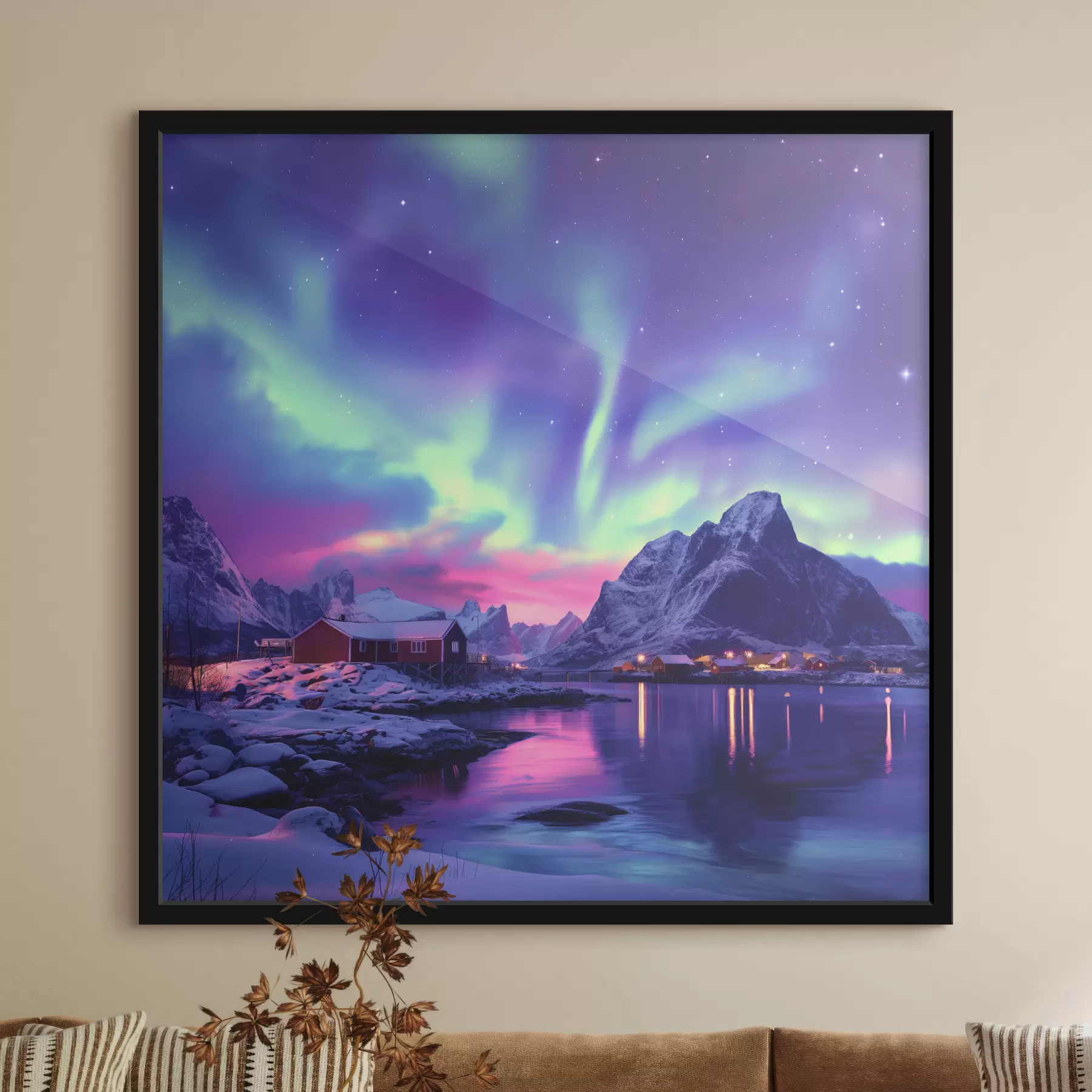 Wandbilder Nordlichter auf den Lofoten, Norwegen Natur, Winter f40298