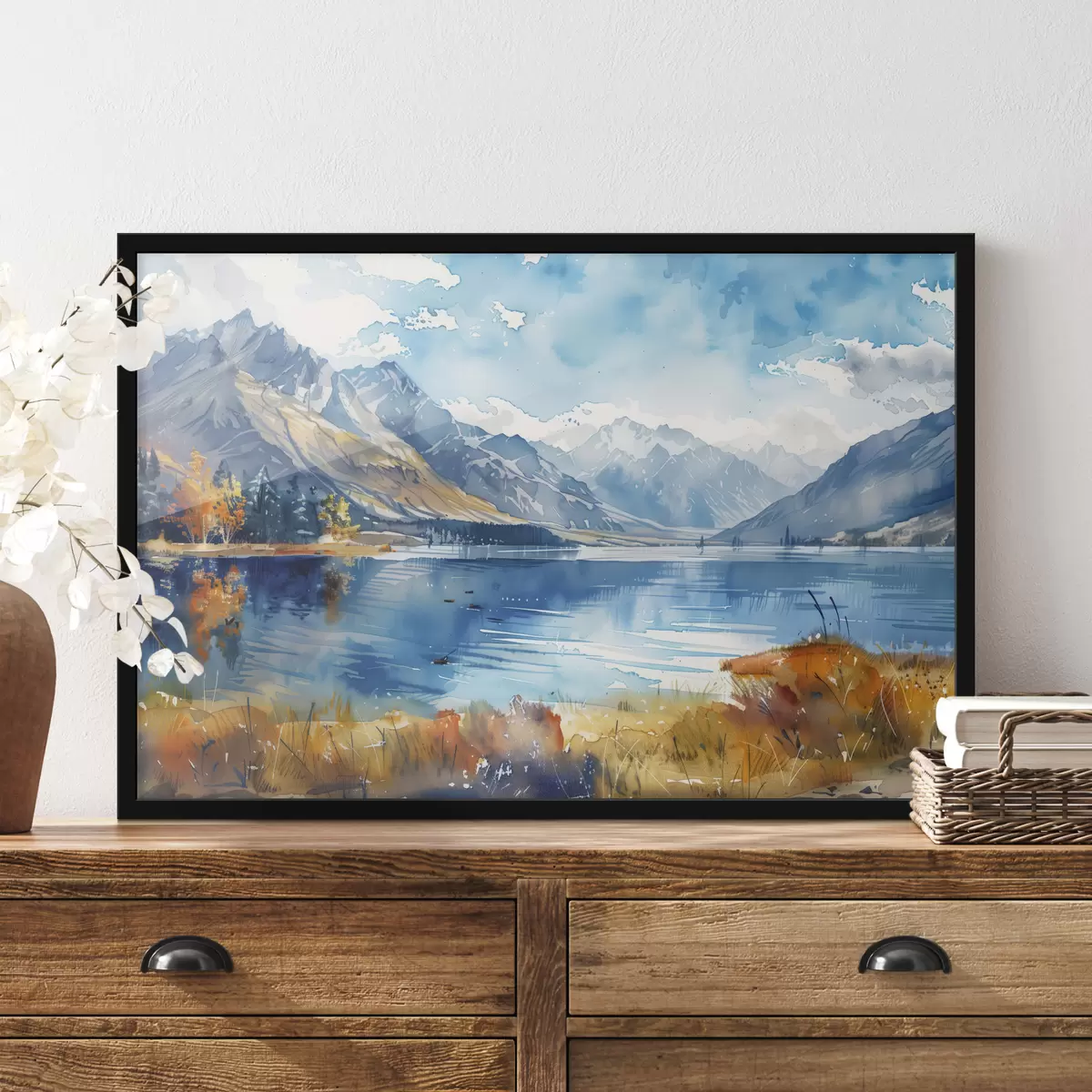 Poster Aquarell Berglandschaft, Herbstfarben f40308