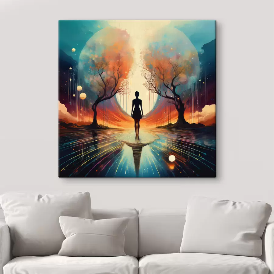 Wandbilder silhouette zwischen Bäumen, Selbsterkenntnis, Selbstreflexion s40713