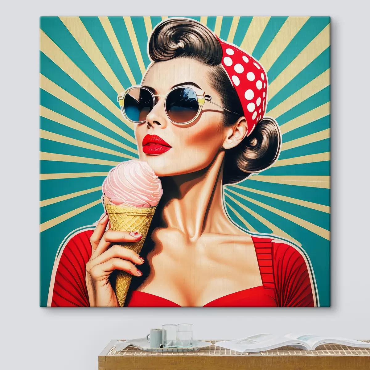 Wandbilder mädchen mit Eiscreme, Pop-Art, Pin-up, Retro s40718