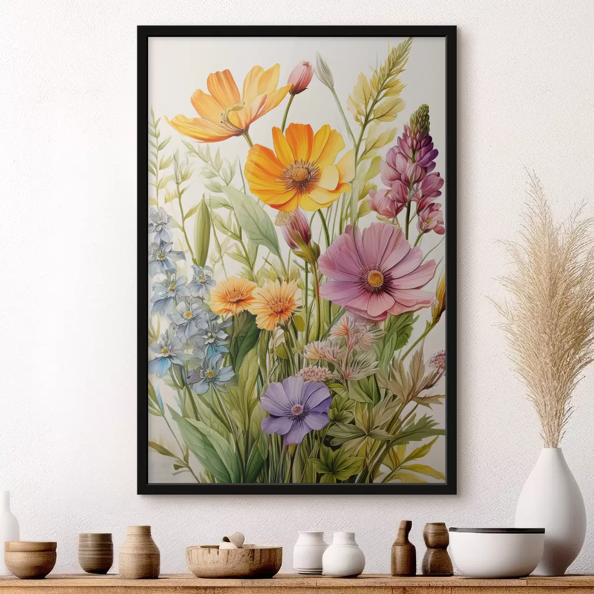 Poster mehrfarbige Wildblumen, Blumenarrangement f40708