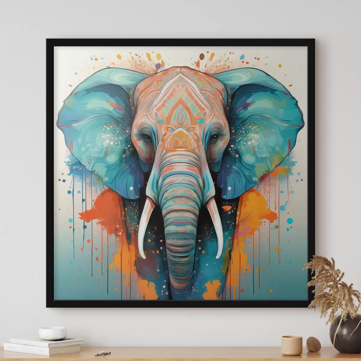 Poster elefant und Farbspritzer f40717