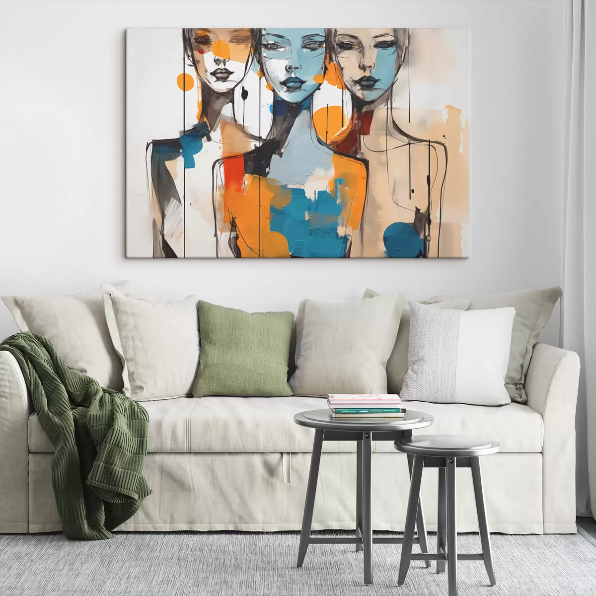 Wandbilder Abstrakte Porträts von Frauen Aquarell in Farbe Flecken s40746