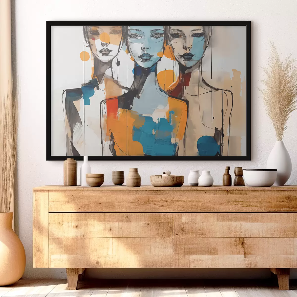 Poster Abstrakte Porträts von Frauen Aquarell in Farbe Flecken f40746