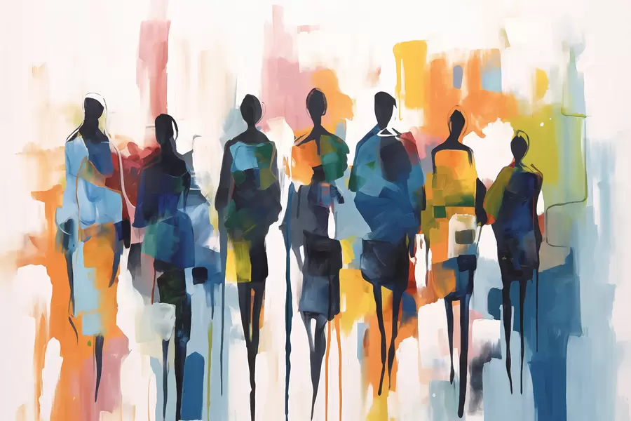 Fototapete Silhouetten von abstrakten Menschen w01559