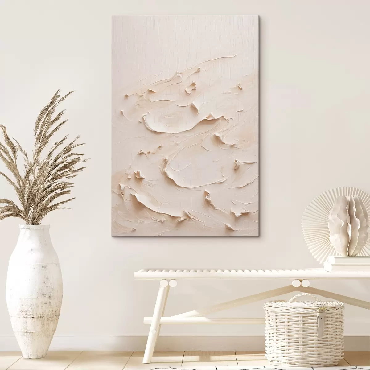 Wandbilder Abstrakte Malerei in weißen Ölfarben s40623