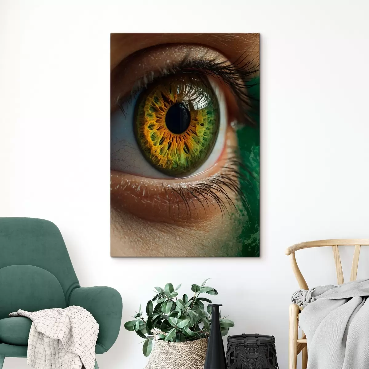 Wandbilder Grünes Auge in Nahaufnahme s40701