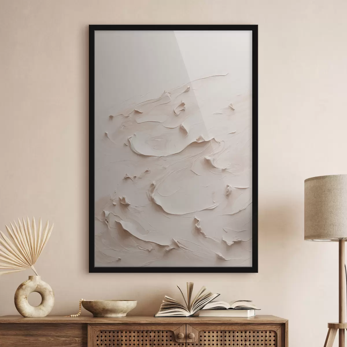 Poster Abstrakte Malerei in weißen Ölfarben f40623