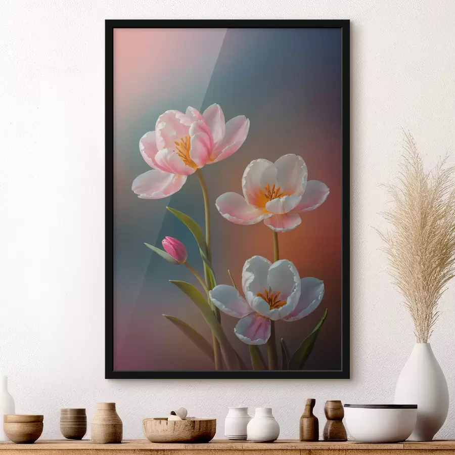 Fototapete Rosa Blumen auf unscharfem Hintergrund f40644