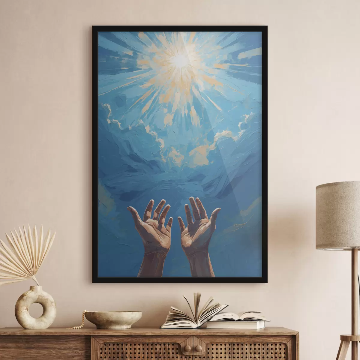 Poster Hände auf Sonnenhintergrund f40692