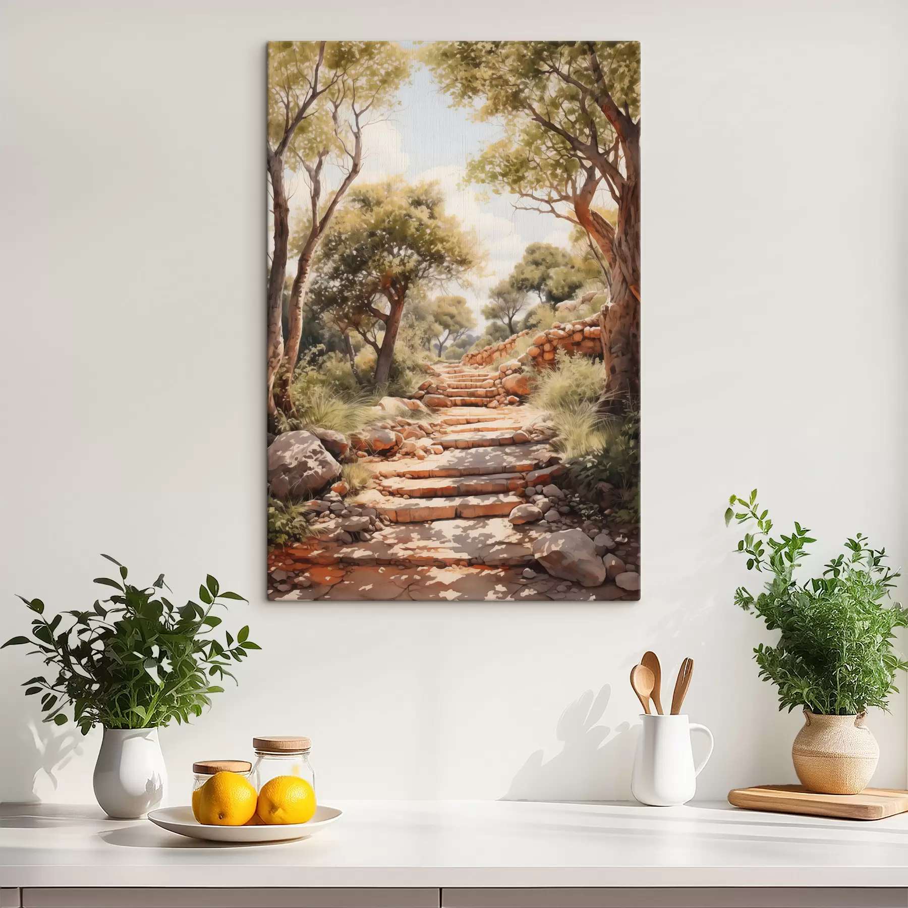 Fototapete Pfad im Park Nachahmung Aquarell s40804