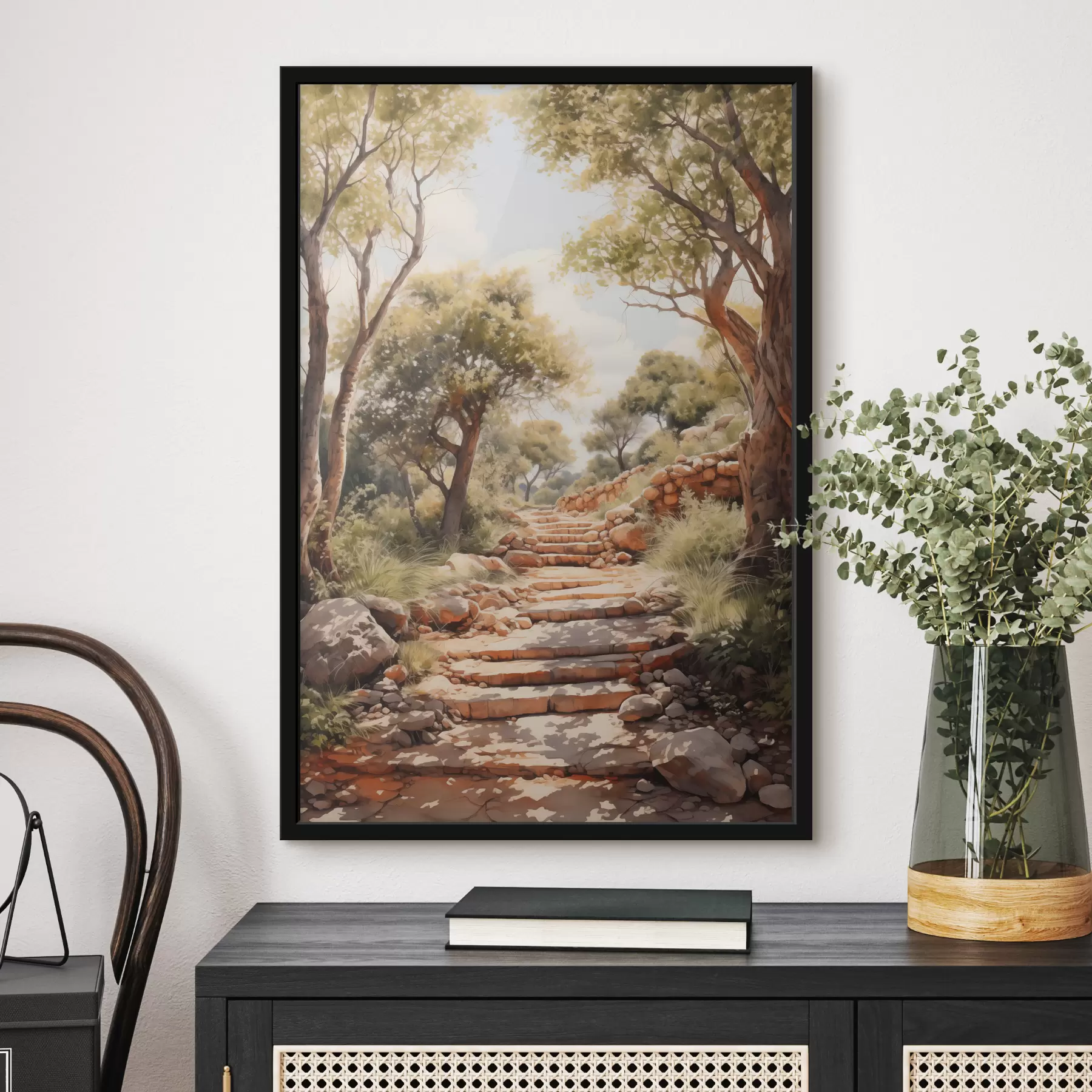 Fototapete Pfad im Park Nachahmung Aquarell f40804