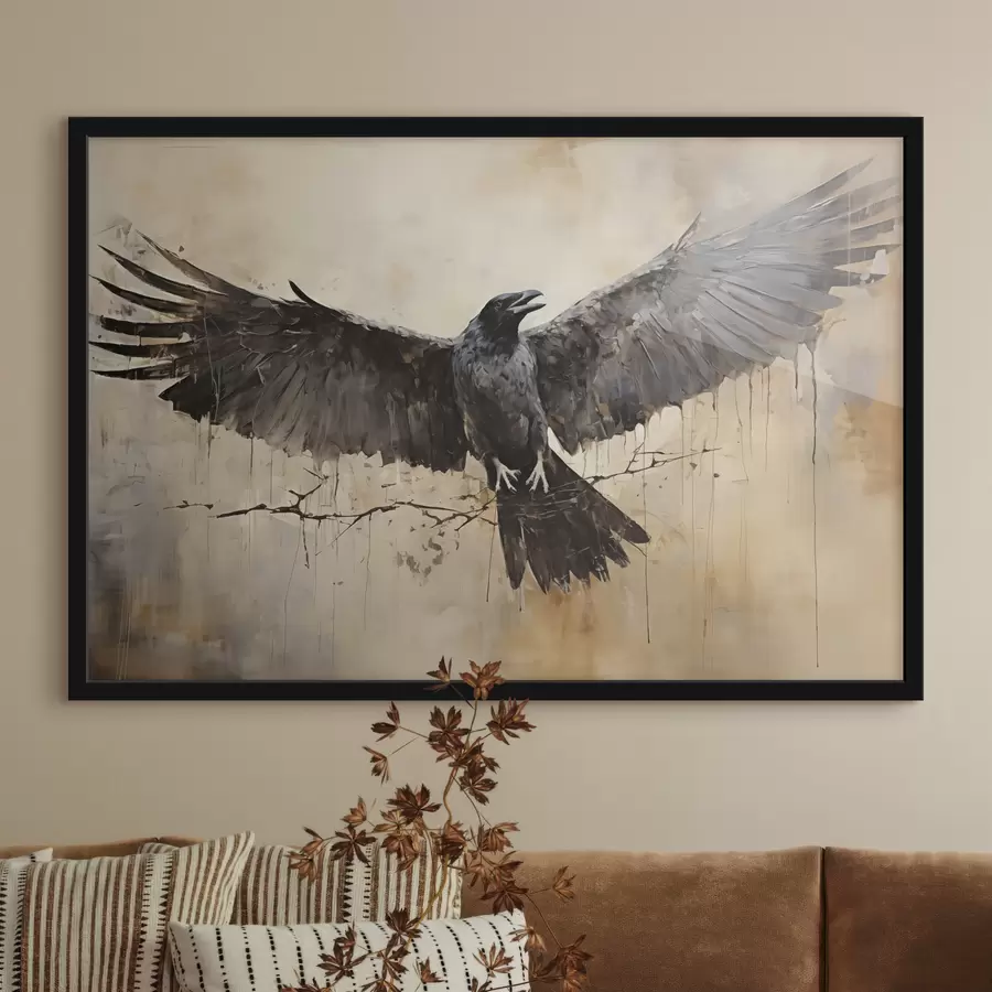 Fototapete Der schwarze Rabe breitet seine Flügel aus f40809