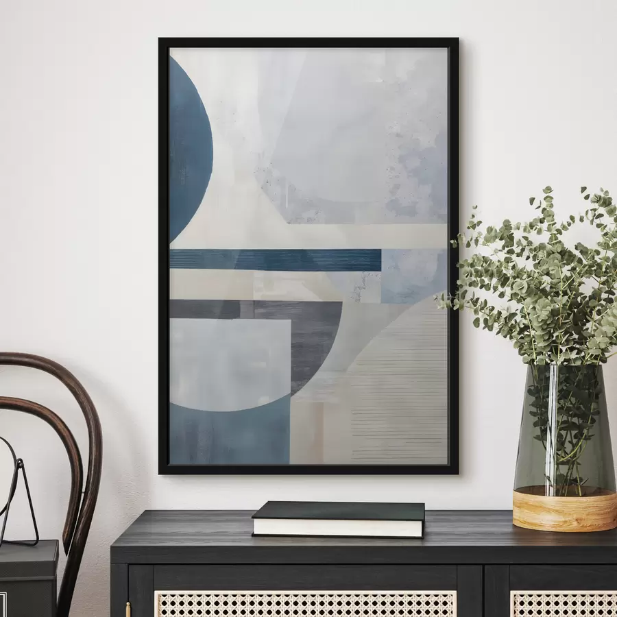 Fototapete Eine minimalistische Abstraktion mit geometrischen Formen und Texturen in Blau-, Grau- und Weißtönen f40596