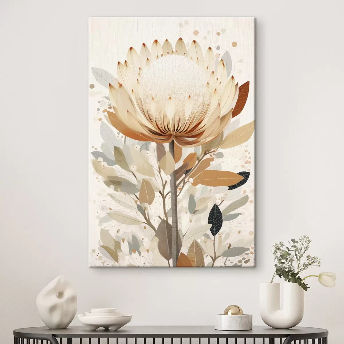 Wandbilder Blume in zartbeiger Farbpalette, florale Abstraktion s40818