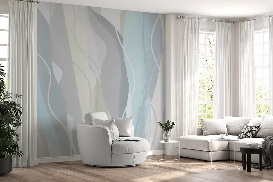 Fototapete Moderne abstrakte Tapete im Öko-Stil in kühlen und warmen Farben w01124