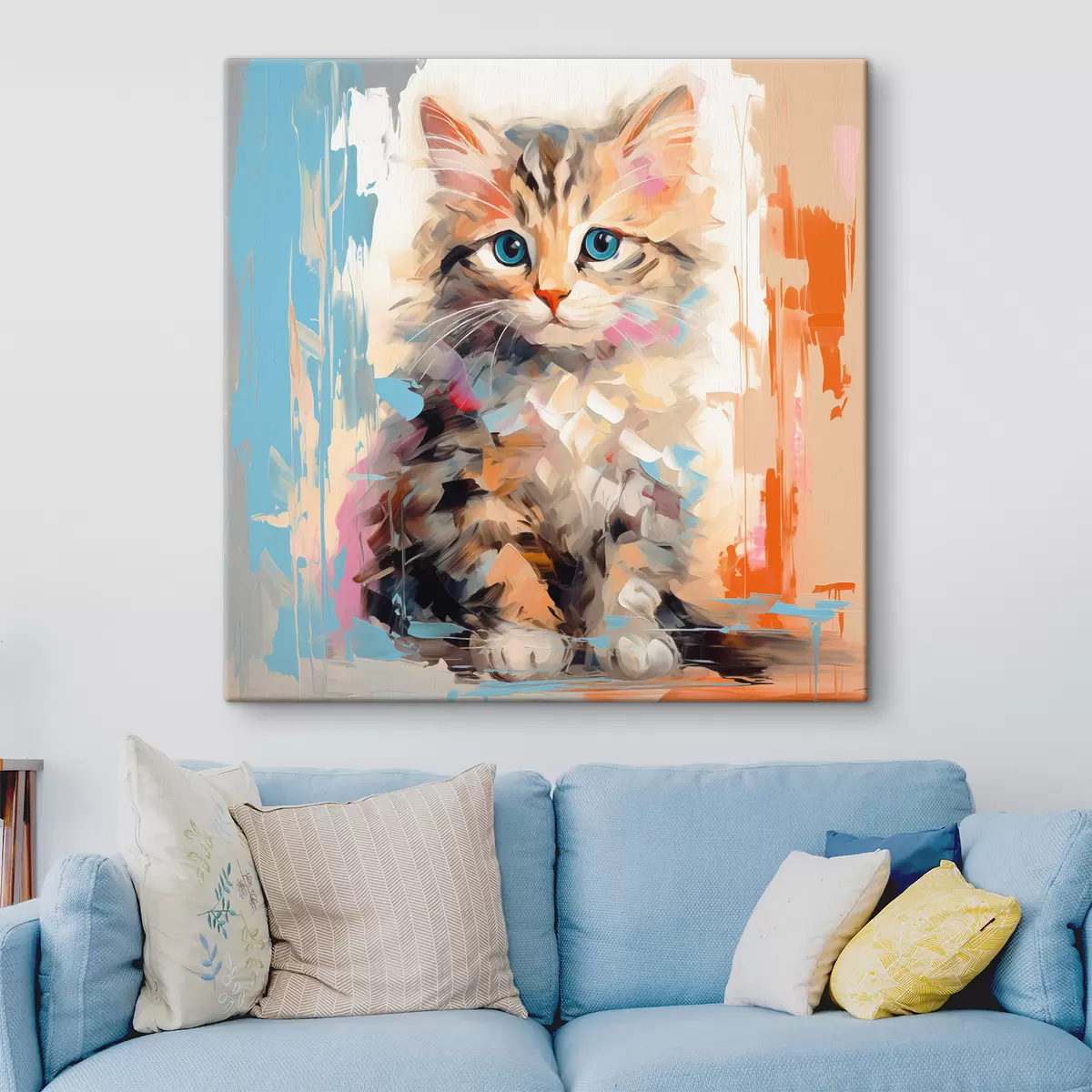 Wandbilder Ein Kätzchen mit Pinselstrichen s40735