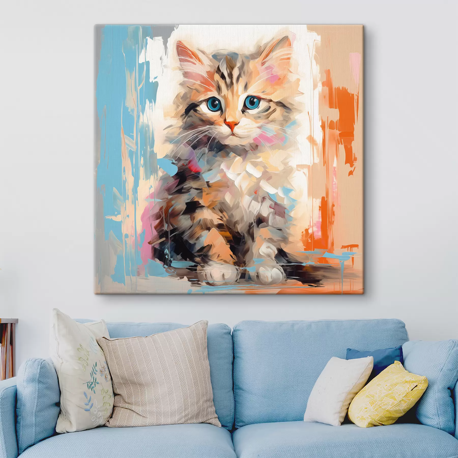 Wandbilder Ein Kätzchen mit Pinselstrichen s40735
