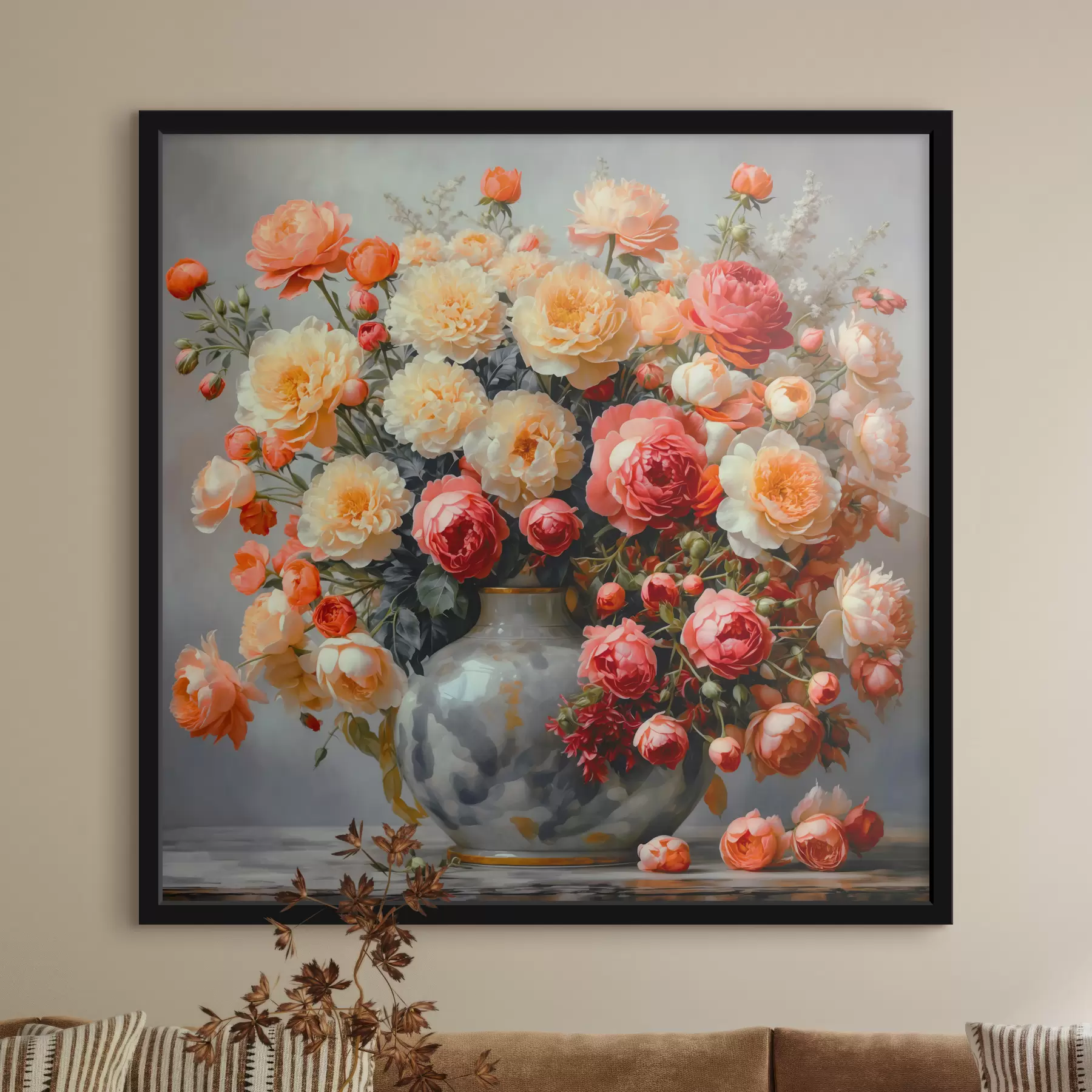 Fototapete Ein Strauß bunter Blumen in einer Vase f40733