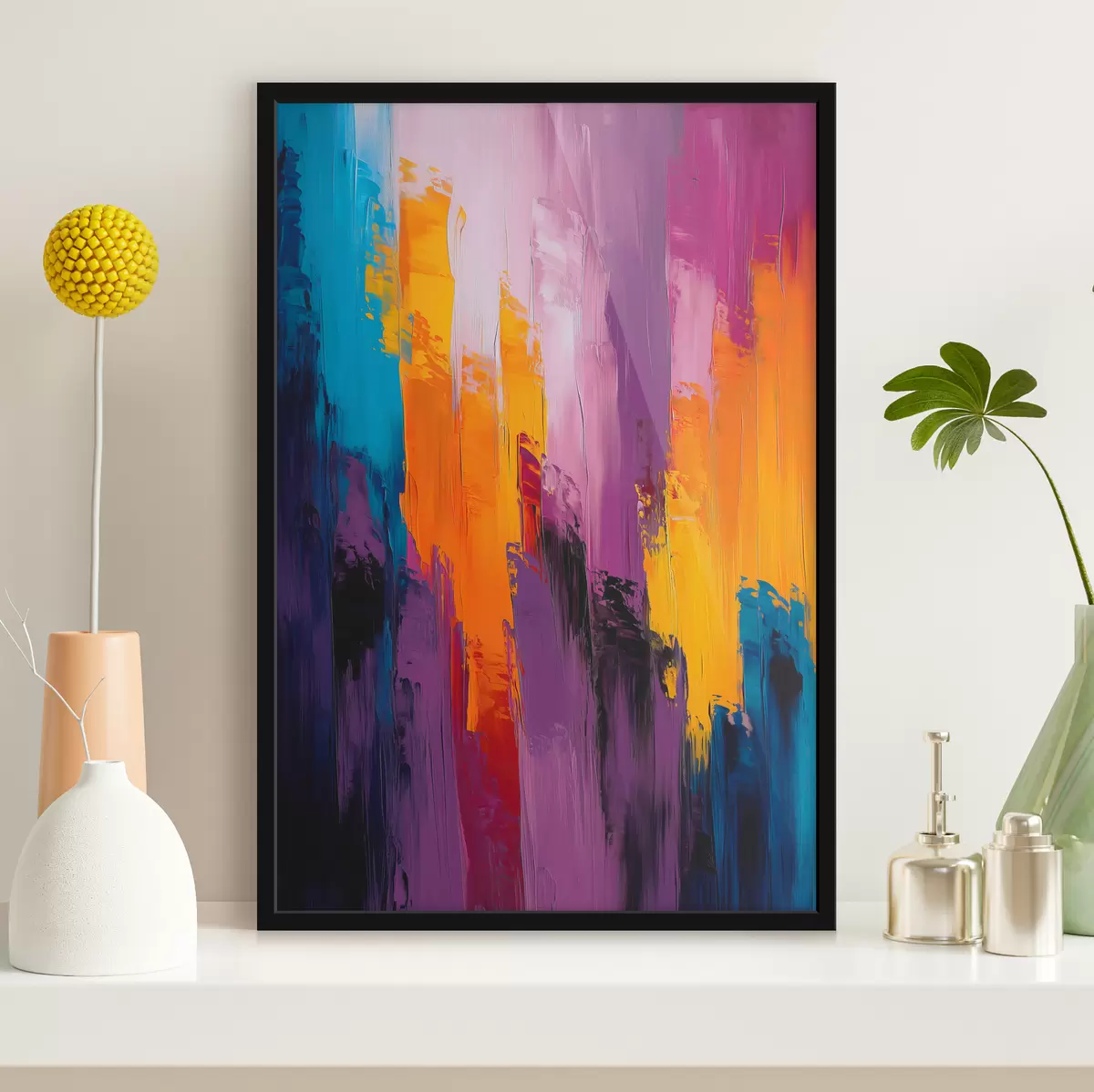 Poster Abstraktion mit bunten Pinselstrichen f40736