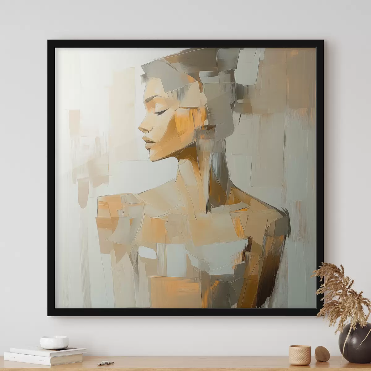 Poster Abstraktion einer Frau mit Pinselstrichen f40739