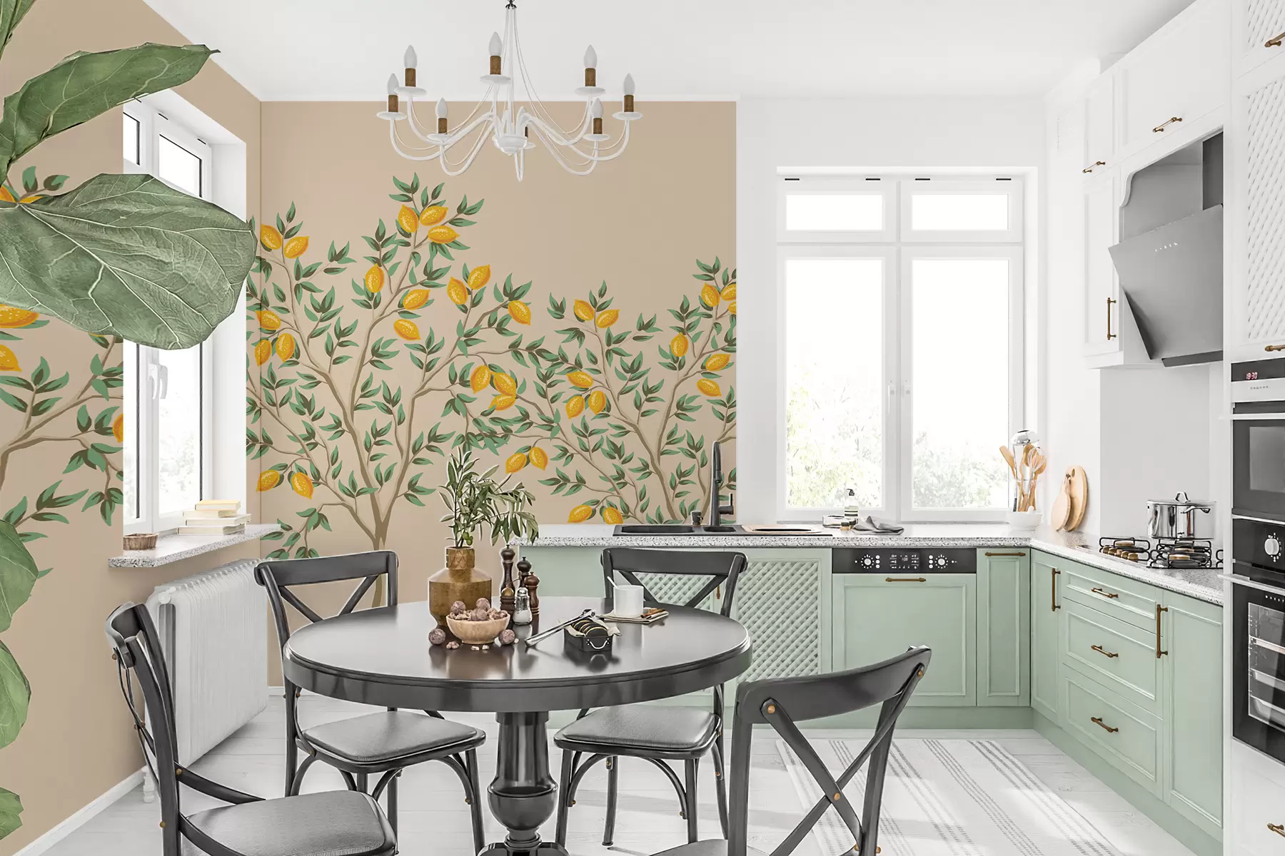 Fototapete Zitronenbaum, beiger Hintergrund w01661v1