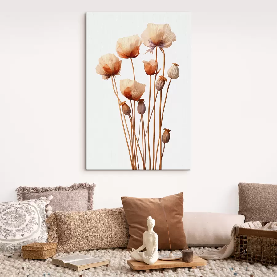 Wandbilder Mohnblumen auf getrockneten Stängeln Minimalismus s40883