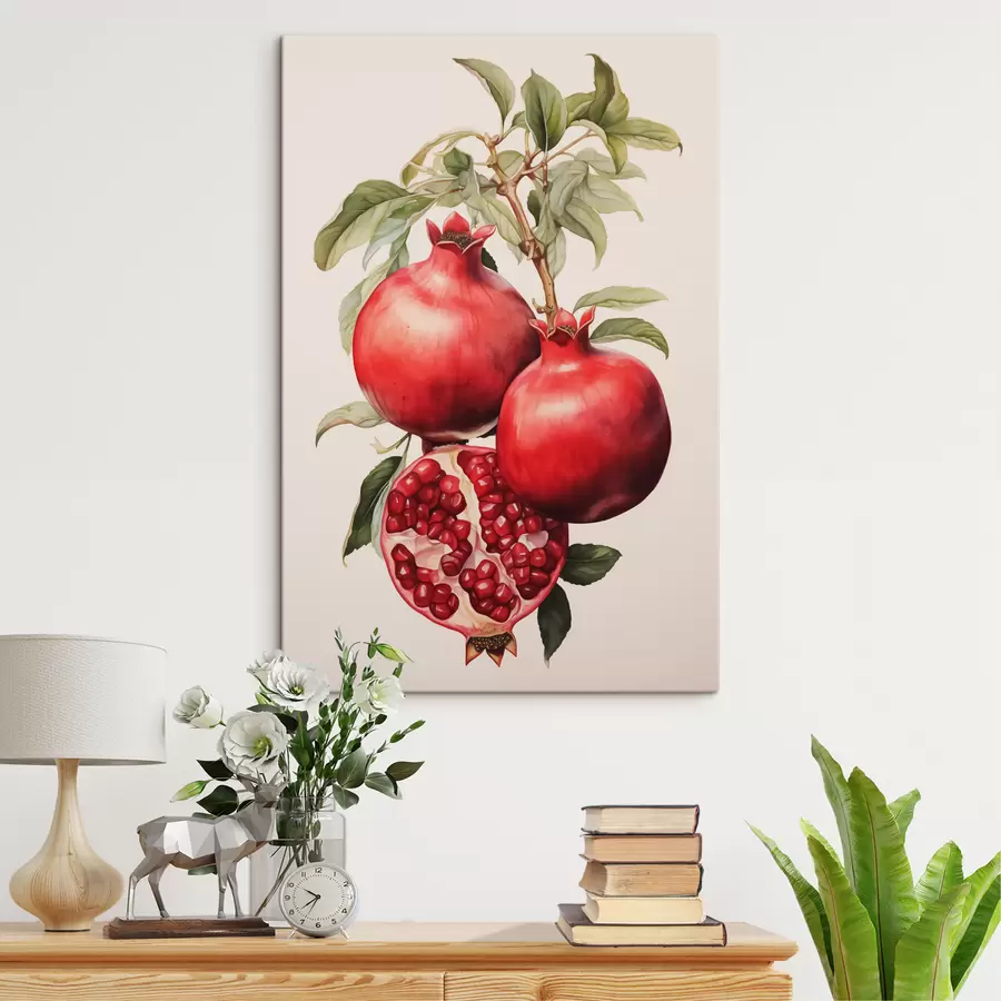 Wandbilder Reife Granatäpfel auf einem Zweig s40884