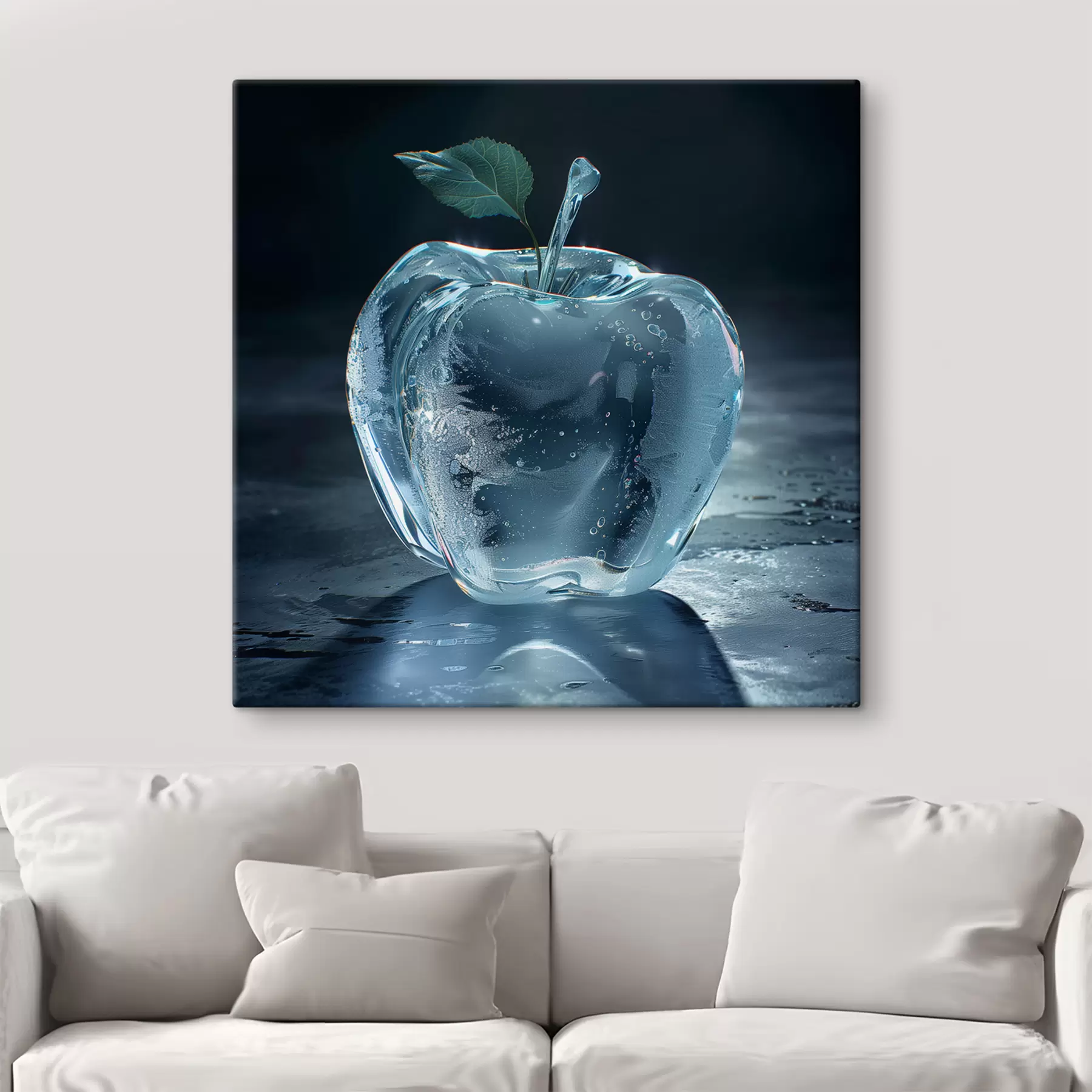 Fototapete Glasapfel auf dunklem Hintergrund s40912