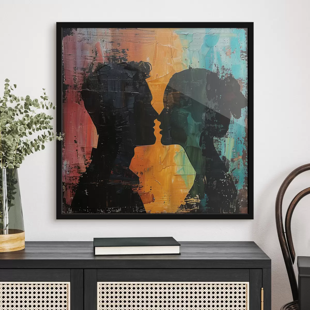 Poster Ehepaar Silhouette Ölgemälde f40893