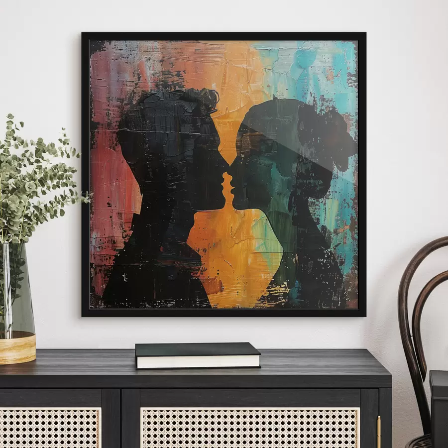 Fototapete Ehepaar Silhouette Ölgemälde f40893