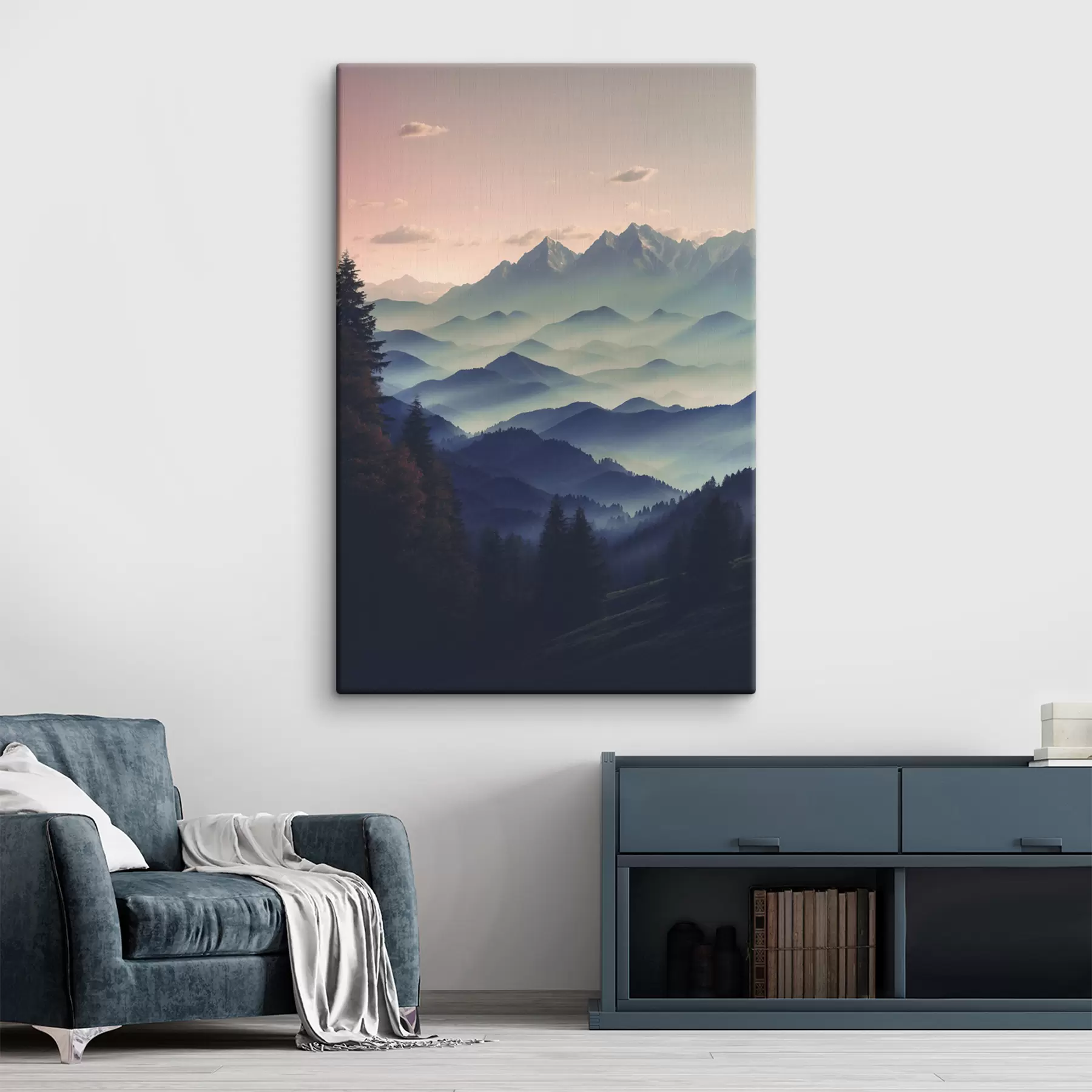 Fototapete Bergblick im Nebel s40851