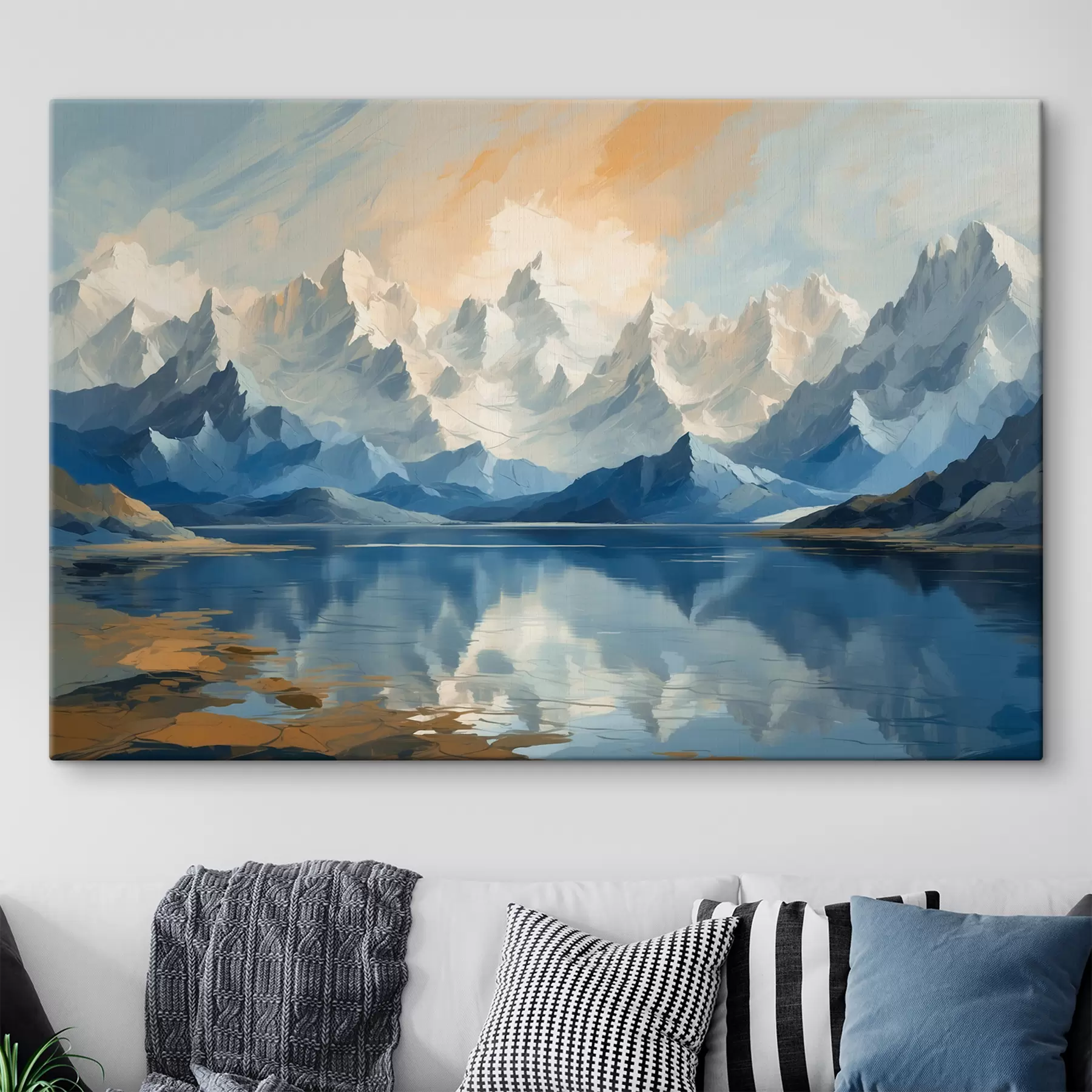 Fototapete See und schneebedeckte Berge s40861